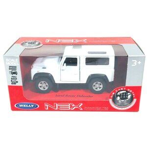 Land Rover Defender 1:38 White Die-Cast Metal Pull Back Scale Model By Welly